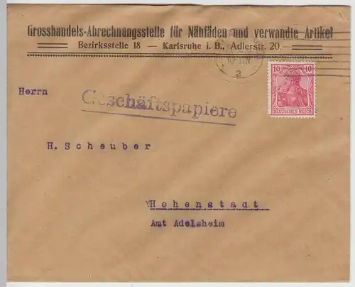 (B1845) Bedarfsbrief Deutsches Reich, Firmen-Umschlag 1918