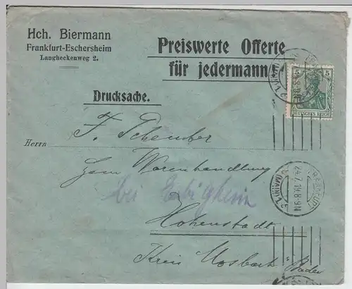 (B1842) Bedarfsbrief Deutsches Reich, Stempel Frankfurt (Main) 1, 1919