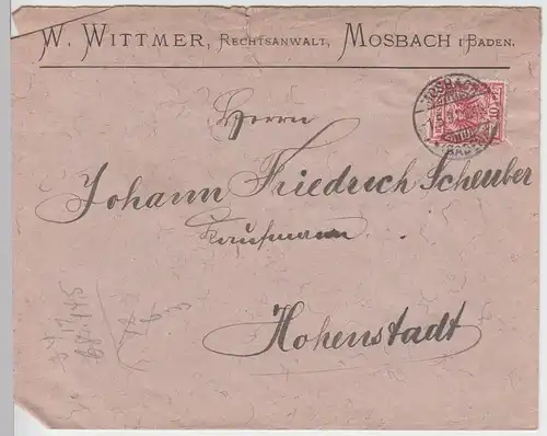 (B1830) Bedarfsbrief Reichspost, Stempel Mosbach 1891