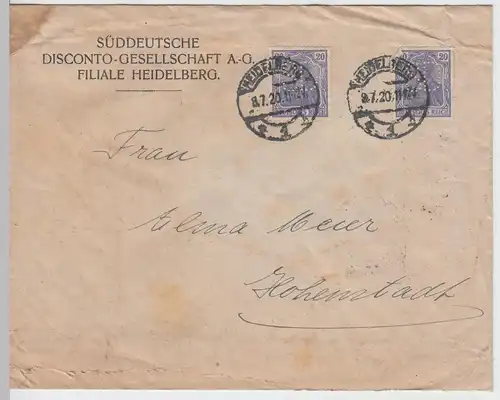 (B1819) Bedarfsbrief Deutsches Reich, Stempel Heidelberg 1920