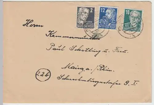 (B1639) Bedarfsbrief Alliierte Besetzung, interessante Frankatur 1950