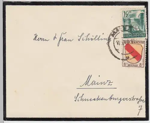 (B1629) Bedarfsbrief Alliierte Besetzung Zone Francaise 1947