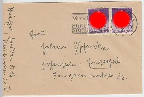(B1510) Bedarfsbrief DR, Stempel Dresden A1 auf Mi 818 waager. Paar, 1942