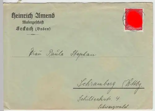 (B1469) Bedarfsbrief DR, Fa. Heinrich Amend, Seckach (Baden) 1943