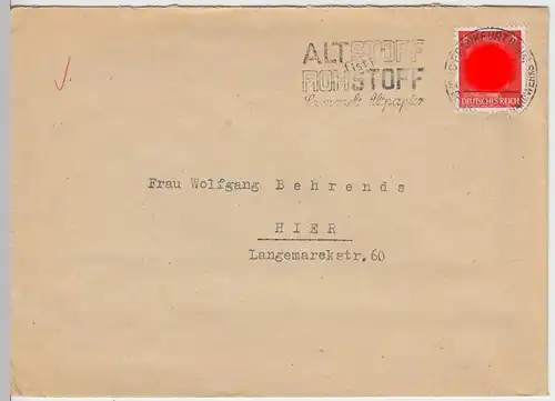 (B1450) Bedarfsbrief DR, Stempel Frankfurt (Main) 1, 1943