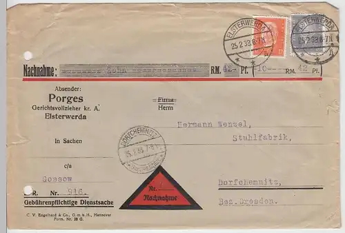 (B1445) Bedarfsbrief Nachnahme DR, Stempel Elsterwerda, 1933