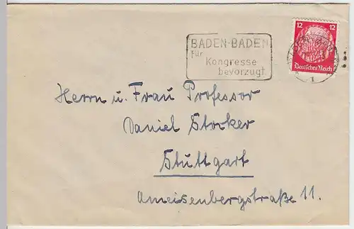 (B1431) Bedarfsbrief DR, Stempel Baden-Baden 1933