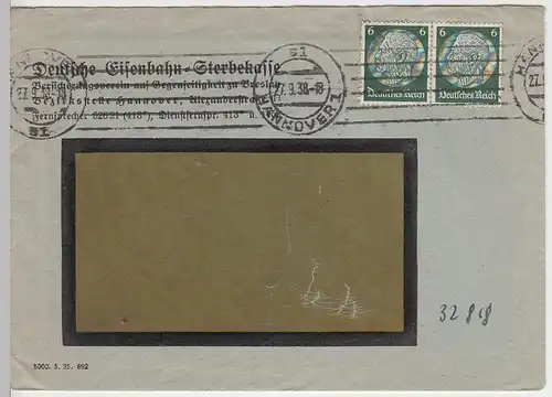 (B1420) Bedarfsbrief DR, Deutsche Eisenbahn-Sterbekasse, 1938