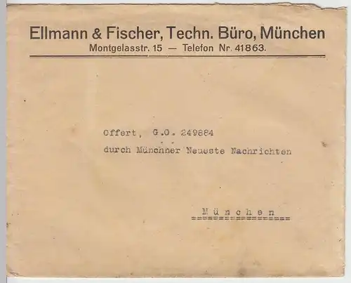 (B1349) Bedarfsbrief DR, Fa. Ellmann & Fischer, München, inkl. Firmenbrief