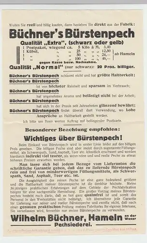 (B1345) Bedarfsbrief DR, Fa. Wilhelm Büchner, Hameln, 1925