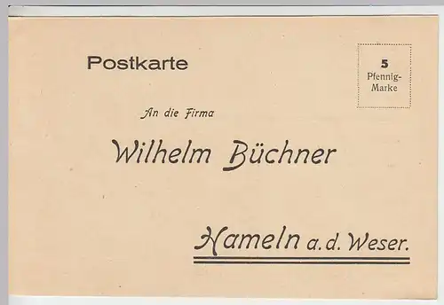 (B1345) Bedarfsbrief DR, Fa. Wilhelm Büchner, Hameln, 1925