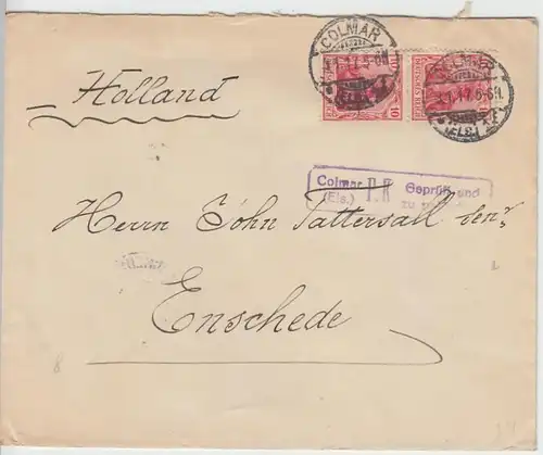(B1339) Bedarfsbrief DR, Stempel Colmar (Els.) 1917, Prüfstempel