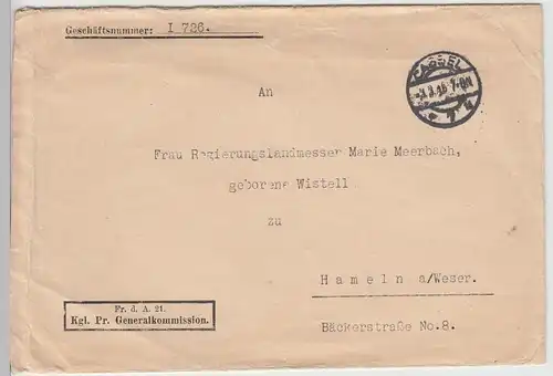 (B1330) Bedarfsbrief DR, Kgl. Generalkommission Cassel, 1915