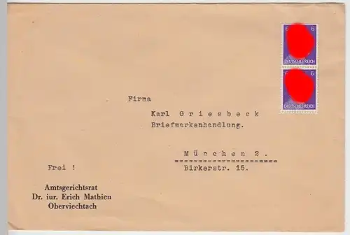 (B1249) Bedarfsbrief DR, Amtsgerichtsrat Oberviechtach 1940er