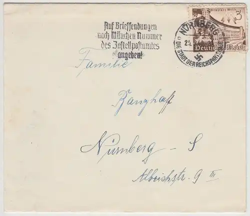(B1248) Bedarfsbrief DR, Stempel Nürnberg 2, 1940