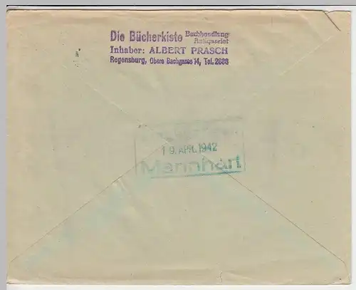 (B1231) Bedarfsbrief DR, Stempel Regensburg 1, 1942