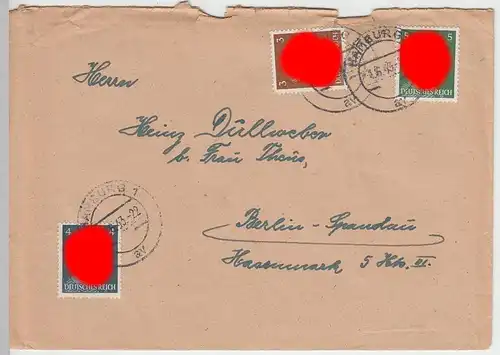(B1230) Bedarfsbrief DR, Stempel Hamburg 1, 1943