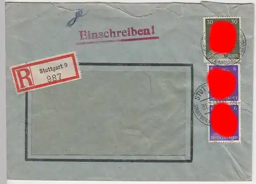 (B1220) Bedarfsbrief DR, R-Brief, Stempel Stuttgart 9, 1943