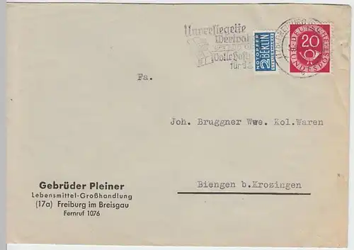 (B983) Bedarfsbrief BUND, Gebr. Pleiner Freiburg i.Br. 1952