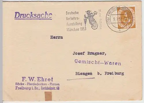 (B981) Bedarfsbrief BUND, Firma F.W. Ehret Freiburg i. Br. 1953