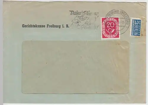 (B980) Bedarfsbrief BUND, Gerichtskasse Freiburg i. Br. 1953