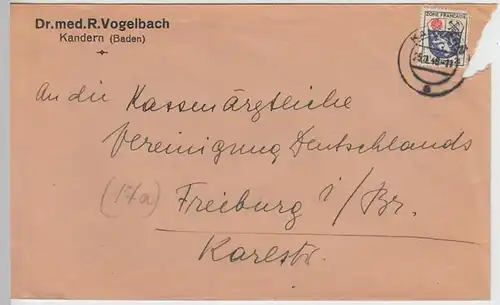 (B967) Bedarfsbrief Alliierte Besetzung Frz. Zone 1946