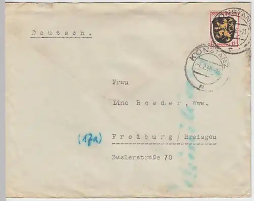 (B966) Bedarfsbrief Alliierte Besetzung Frz. Zone 1946