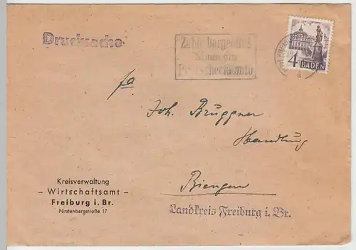 (B964) Bedarfsbrief Alliierte Besetzung Frz. Baden 1949