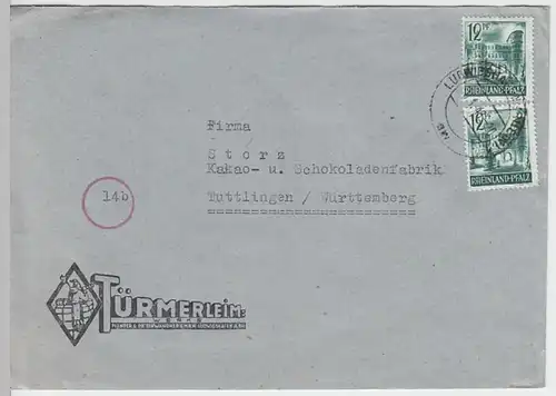 (B956) Bedarfsbrief Alliierte Besetzung Frz. R-Pf. 1948