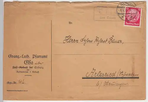 (B951) Bedarfsbrief DR, Evang.-Luth. Pfarramt Elsa (Coburg), 1936
