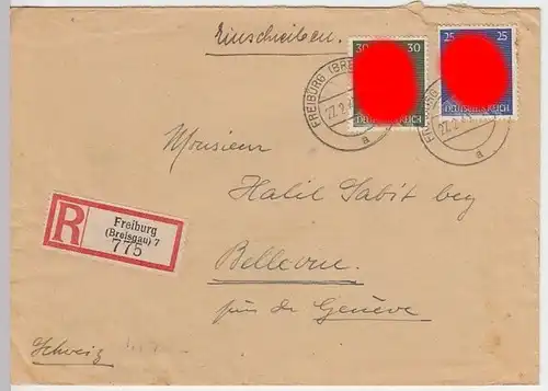 (B883) Bedarfsbrief DR, R-Brief, Stempel Freiburg (Breisgau) 7, 1943