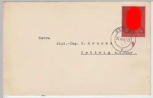 (B863) Bedarfsbrief DR, Stempel Essen 1, Mi 772 Randstück, 1941