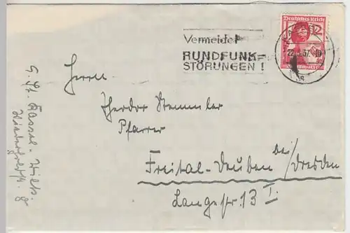 (B833) Bedarfsbrief DR, Stempel Kassel 7, 1937