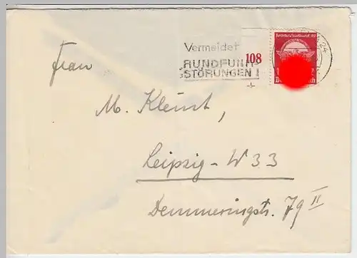 (B811) Bedarfsbrief DR, Stempel Dresden A 24, Mi 690 Randstück, 1939