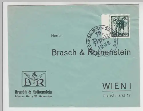 (B809) Bedarfsbrief DR, Firma Brasch & Rothenstein, Wien, Sonderstempel 1938