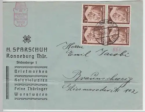 (B791) Bedarfsbrief DR, Firma H. Sparschuh, Ronneburg (Thür), 1935