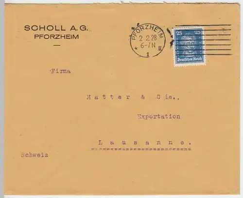 (B766) Bedarfsbrief DR, Firma Scholl A.G. Pforzheim, 1928