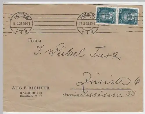 (B723) Bedarfsbrief DR, Firma Aug. F. Richter, Hamburg 1928