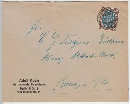 (B683) Bedarfsbrief DR, Adolf Koch Sped. Berlin 1919