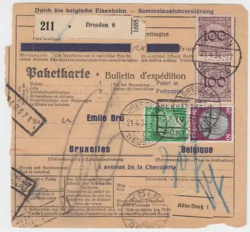 (B677) Paketkarte DR, Stempel Dresden Neust. 8, 1934