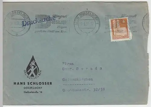 (B568) Bedarfsbrief Alliierte Besetzung 1951, Fa. Hans Schlosser Düsseldorf