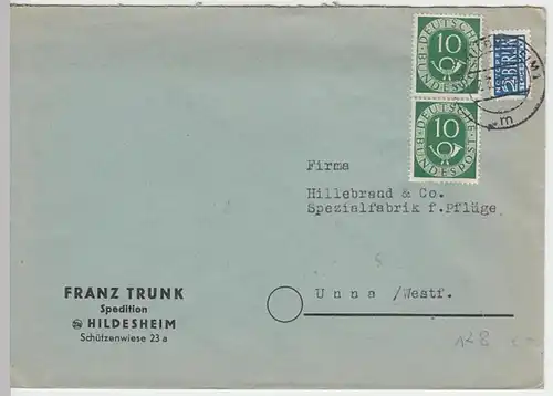 (B536) Bedarfsbrief Bund 1953, Mi 128 senkr. Paar, Firmenumschlag