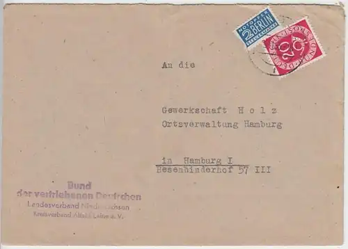 (B534) Bedarfsbrief Bund 1953, Bund der vertriebenen Deutschen