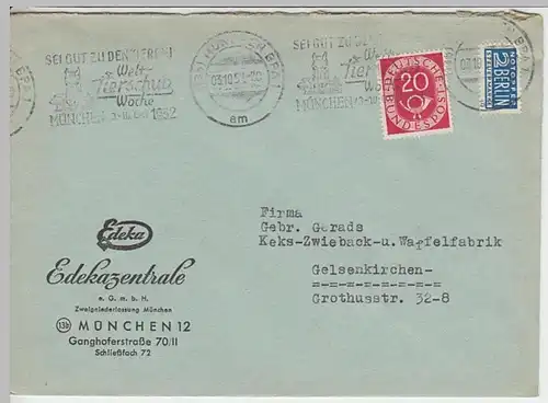 (B527) Bedarfsbrief Bund 1952, Notopfermarke, Firmenumschlag Edeka München