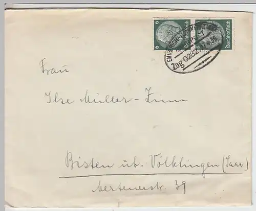 (B378) Bedarfsbrief DR 1939, Mi 516 senkr. Paar, Bahnpost