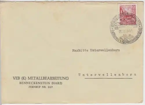 (B289) Bedarfsbrief VEB Metallbearb. Benneckenstein DDR 1963 Mi 580