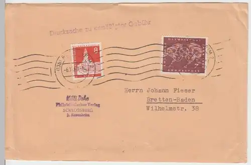(B288) Bedarfsbriefstück DBP 1960 Mi 187, 332, Phila-Verlag Willi Dohr