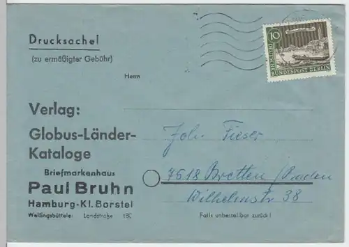 (B231) Bedarfsbrief Paul Bruhn Hamburg DBP 1963 Mi 219