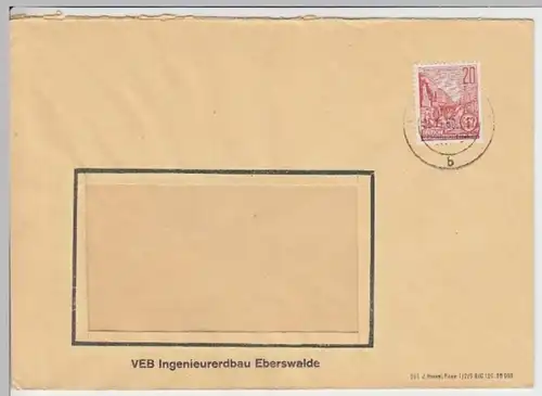 (B213) Bedarfsbrief DDR VEB Ingenieurbau Eberswalde 1960 Mi 580