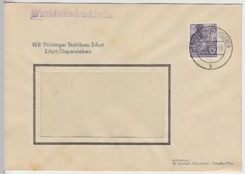 (B202) Bedarfsbrief Thü. Stahlbau Erfurt DDR 1960 Mi 579